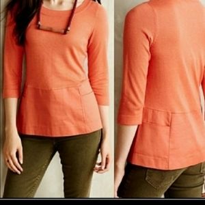 Anthropologie Moth Wool Blend Light Sweater 2 Pockets Colorblock Orange XS